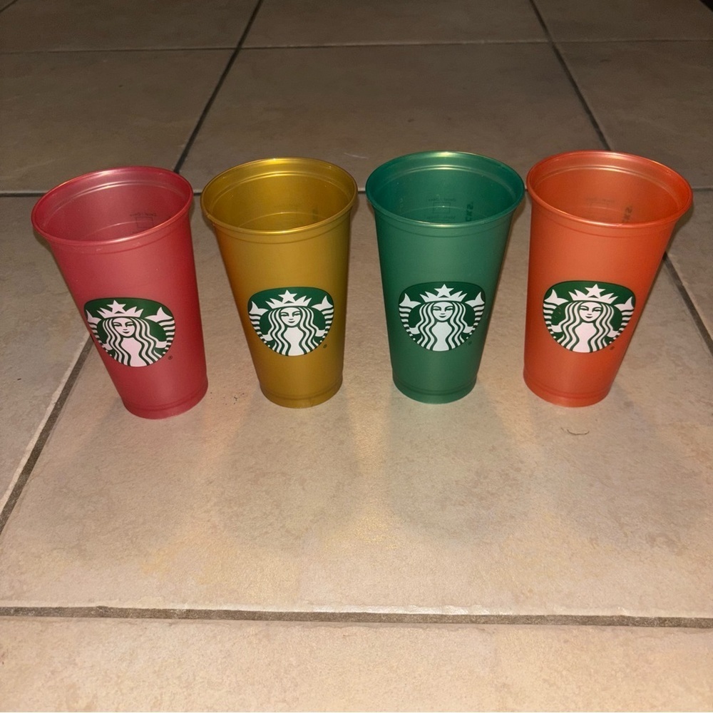 Starbucks 2018 Reusable Cups Shimmery Metallic Tumblers Set of 4